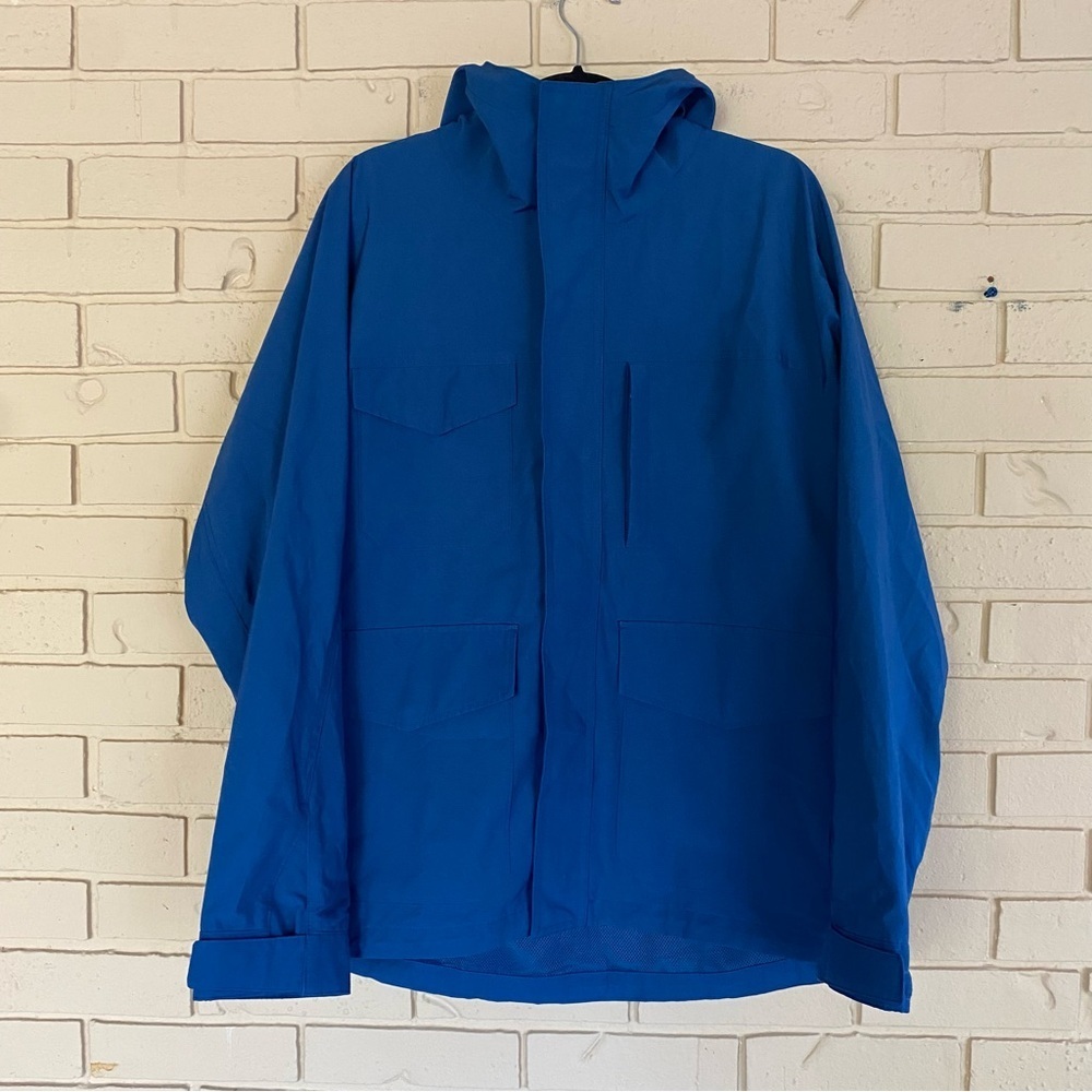 Uniqlo utility parka jacket men Large blue full zip hooded softshell outdoor XL